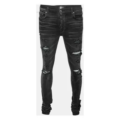 Amiri Black Distressed Denim Slim Fit Jeans