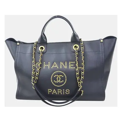 Chanel Blue Leather Deauville Totes