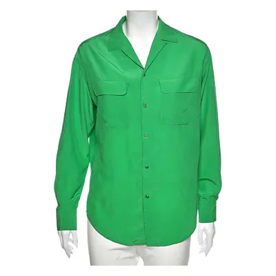 Ralph Lauren Green Silk Pocketed Button Front Shirt