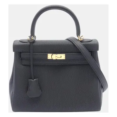 Hermes Kelly Togo Handbag Black Leather