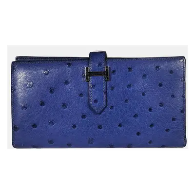 Hermes Blue Ostrich Bearn Wallet