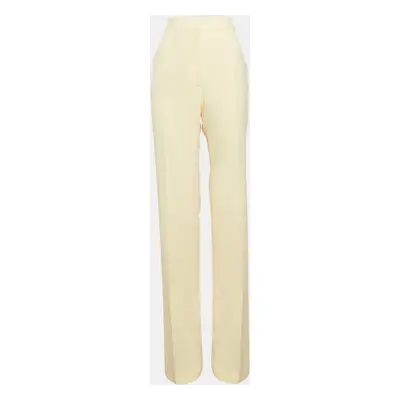 The Attico Pastel Yellow Stretch Crepe Straight Leg Trousers