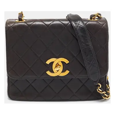 Chanel Black Quilted Leather CC Square Flap Chain Bag