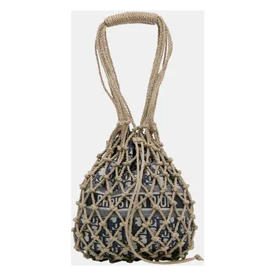 Dior Beige/Brown Woven Rope and Oblique Technical Fabric Net Bag