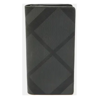 Burberry Black Check Coated Canvas Bifold Long Wallet