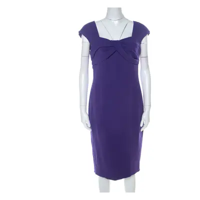 Escada Purple Crepe Pleated Bodice Detail Sleeveless Danicara Dress