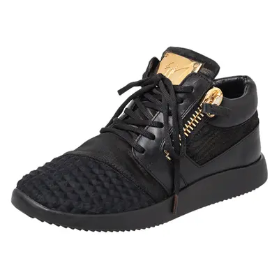 Giuseppe Zanotti Black Suede And Leather Low Top Sneakers Size