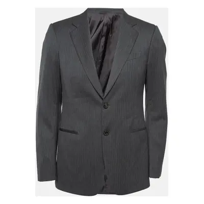 Armani Collezioni Grey Pinstripe Single Breasted Blazer