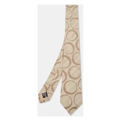 Emporio Armani Beige Patterned Silk Tie