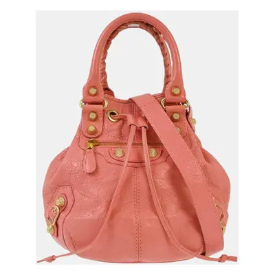 Balenciaga Pink Goatskin Giant Mini Pompon Handbag