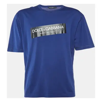 Dolce & Gabbana Navy Blue Logo Print T-Shirt