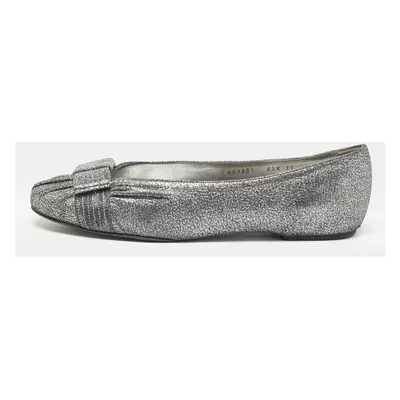 Salvatore Ferragamo Metallic Suede Regale Ballet Flats Size 41.5