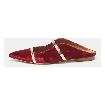 Malone Souliers Burgundy/Rose Gold Velvet Maureen Flat Mules Size