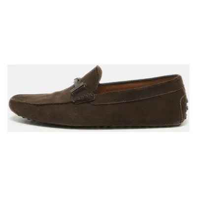 Tod's Brown Suede Double T Loafers Size 44.5