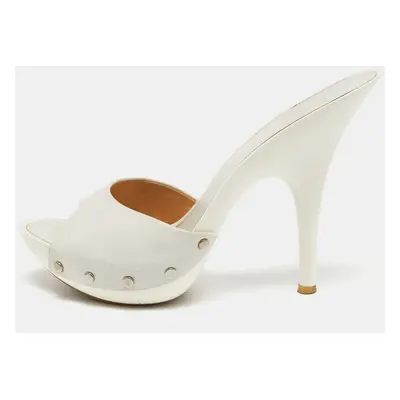 Giuseppe Zanotti White Leather Open Toe Slide Sandals Size