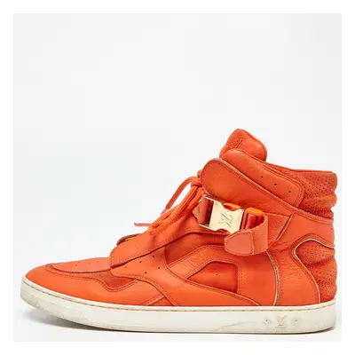 Louis Vuitton Orange Leather and Suede Slipstream High Top Sneakers Size