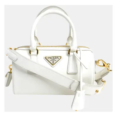 Prada Saffiano White Leather Shoulder Bag