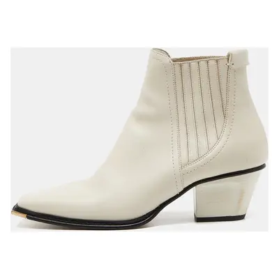 Jimmy Choo Off White Leather Ankle Boots Size