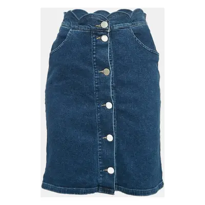 Maje Blue Denim Scallop Short Skirt