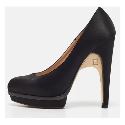 Fendi Black Suede Block Heel Pumps Size