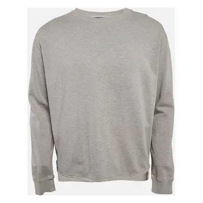 All Saints Grey Cotton Knit Raw Edge Crew Neck Sweatshirt