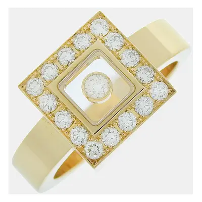 Chopard 18K Yellow Gold and Diamond Happy Diamonds Square Cocktail Ring EU