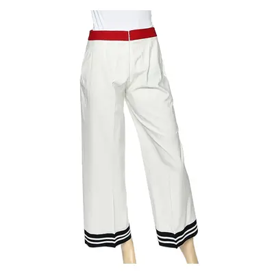 Moschino Cheap and Chic White Cotton Contrast Trim Palazzo Pants