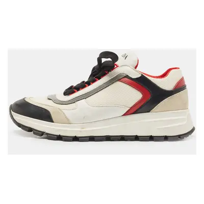 Prada Tricolor Mesh and Leather Low Top Sneakers Size