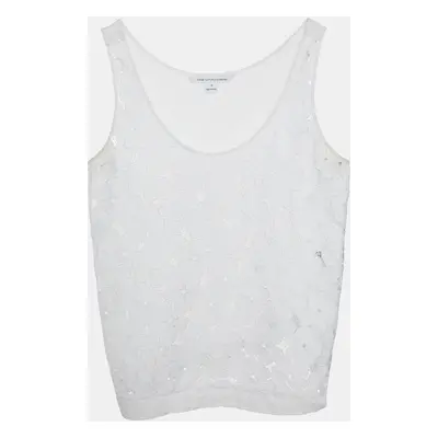 Diane von Furstenberg White Lace Tank Top