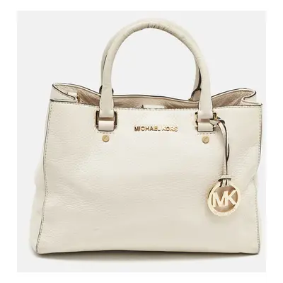 MICHAEL Michael Kors Off White Leather Middle Zip Tote