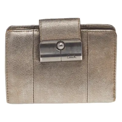 Coach Metallic Gold Leather Compact Wallet