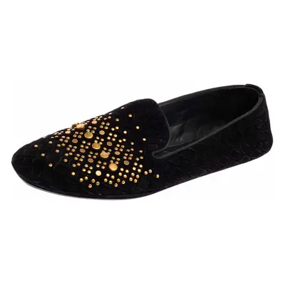 Bottega Veneta Black Interecciato Suede Studded Smoking Slippers Size