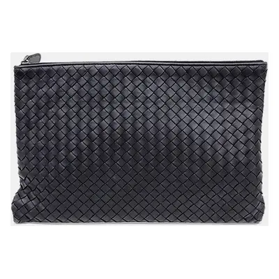 Bottega Veneta Black Leather Mesh Clutch Bag