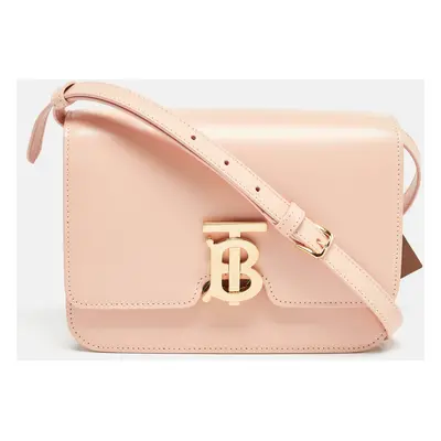 Burberry Peach Pink Leather Small TB Shoulder Bag