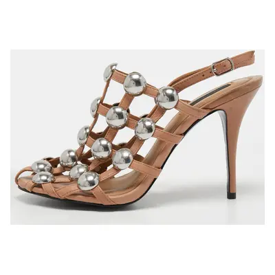 Alexander Wang Beige Studded Leather Sadie Slingback Sandals Size