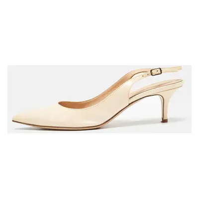 Gianvito Rossi Beige Patent Leather Slingback Pumps Size