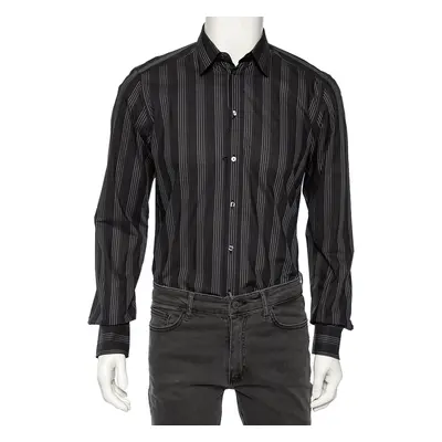 Dolce & Gabbana Black Striped Cotton Gold Label Shirt