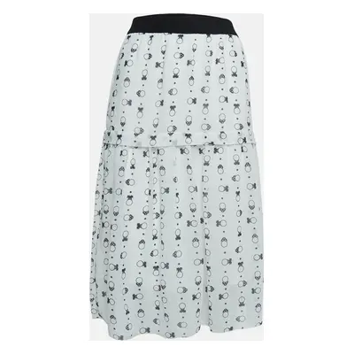 See by Chloe White Printed Chiffon Tiered Midi Skirt