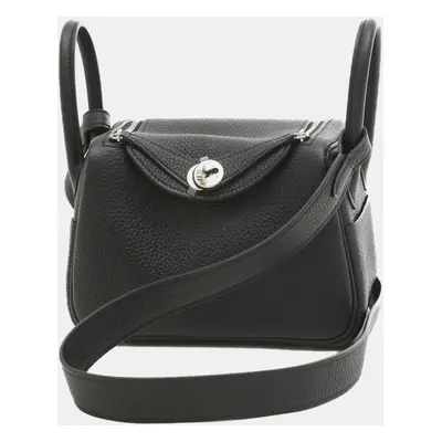 Hermes Black Taurillon Clemence Lindy Handbag