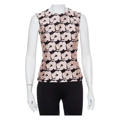 Christian Dior Black & Pink Jacquard Sleeveless Top