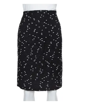 Oscar de la Renta Monochrome Tweed Fitted Short Skirt