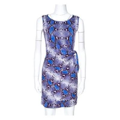 Diane Von Furstenberg Blue Python Print Silk Jersey Della Dress