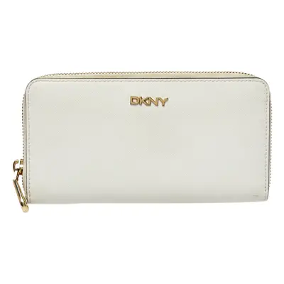 Dkny White Saffiano Leather Zip Around Continental Wallet