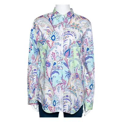 Etro Multicolor Paisley Printed Stretch Cotton Button Front Shirt