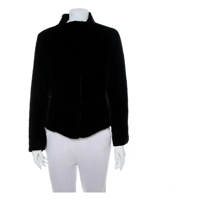 Emporio Armani Black Velvet Quilt Detail Stand Collar Jacket