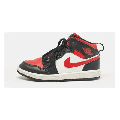 Air Jordans Tricolor Leather Jordan Mid PS Black Fire Red Sneakers Size (kids)