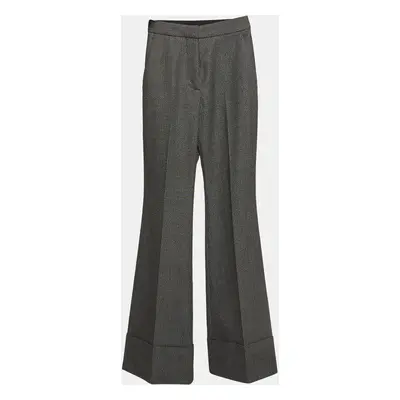 Stella McCartney Monochrome Wool and Cotton Flared Bottom Trousers