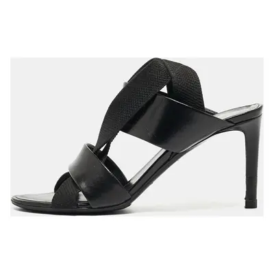 Balenciaga Black Leather and Elastic Strappy Slingback Sandals Size