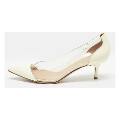 Gianvito Rossi Cream Patent Plexi Pumps Size