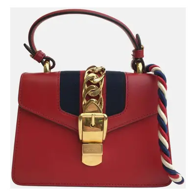 Gucci Red Leather Mini Sylvie Shoulder Bag